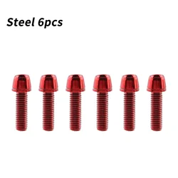 Premium 6-Piece Bicycle Handlebar Stem Screws with Washers (Red steel)