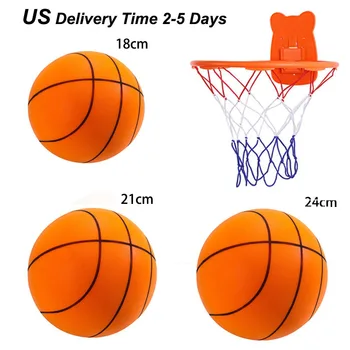 Silent Basketball Diameter 18/21/24 CM Indoor Mute Bouncing Basketball High Density Soft PU Foam Squeezable Ball Quiet No Noise 1