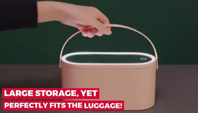 휴대용 화장품 상자 LED 조명 거울 포함, 여행용 다목적 메이크업 정리함 운반 케이스