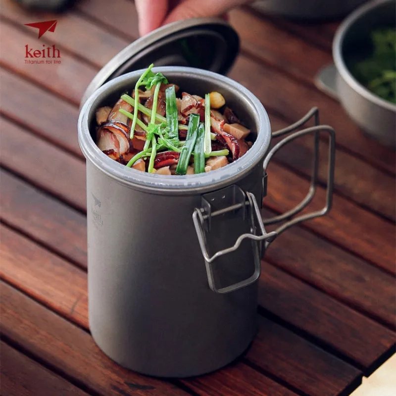 Keith Ti6300 Outdoor Camping Multifunctional Rice Cooker Travel Picnic Cooking Pot Pure Titanium Cookware Set