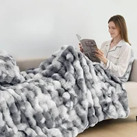 Faux Rabbit Fleece Blanket Throw for Bedroom, Guest Room, Living Room,Dormito For all Season 800GSM Weighted Blanket 5.98lbs US