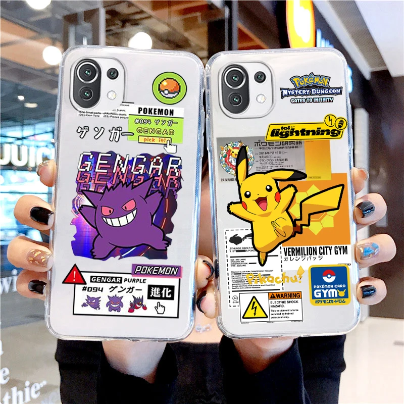 

Pokemon Gengar Cute Pikachu For Xiaomi Mi 13 12T 12 11T 11i 11 A3 10T 10 CC9E 9 Pro Lite Ultra 5G Transparent Phone Case