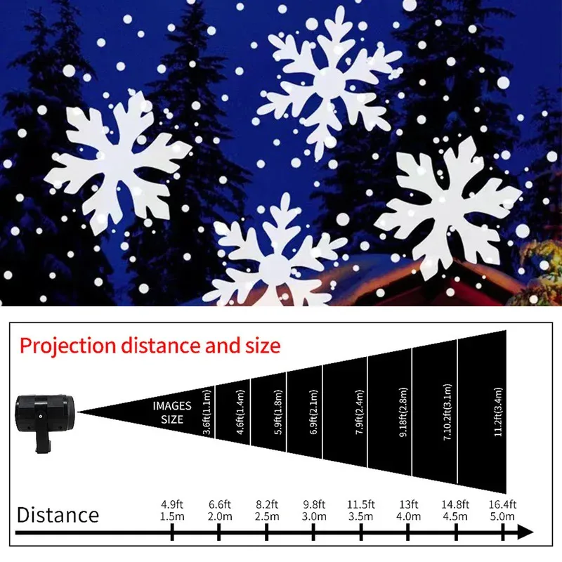 2026 Winter New LED USB Snowflake Projector Holiday Lights Christmas Projection Outdoor Lamp Snow Spotlight for New Year Party