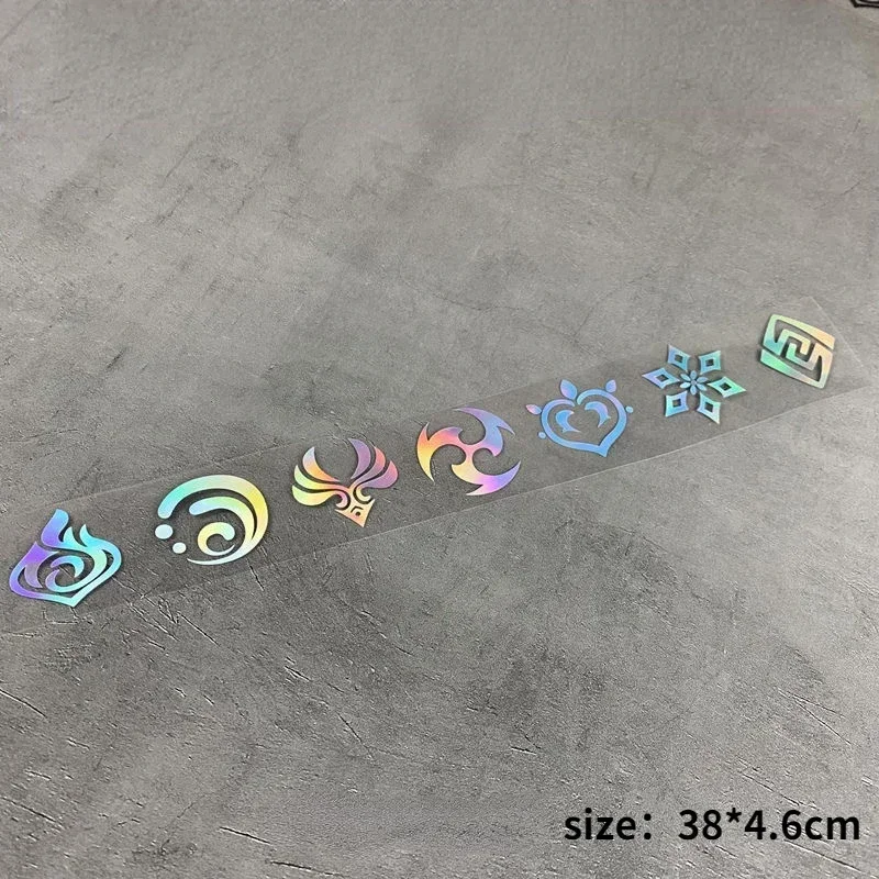 Reflective Laser Car Stickers personalized stickers Genshin Impact Decoration Sticker Element Reaction Transparent Sticker Luggage Bicycle DIY Decor