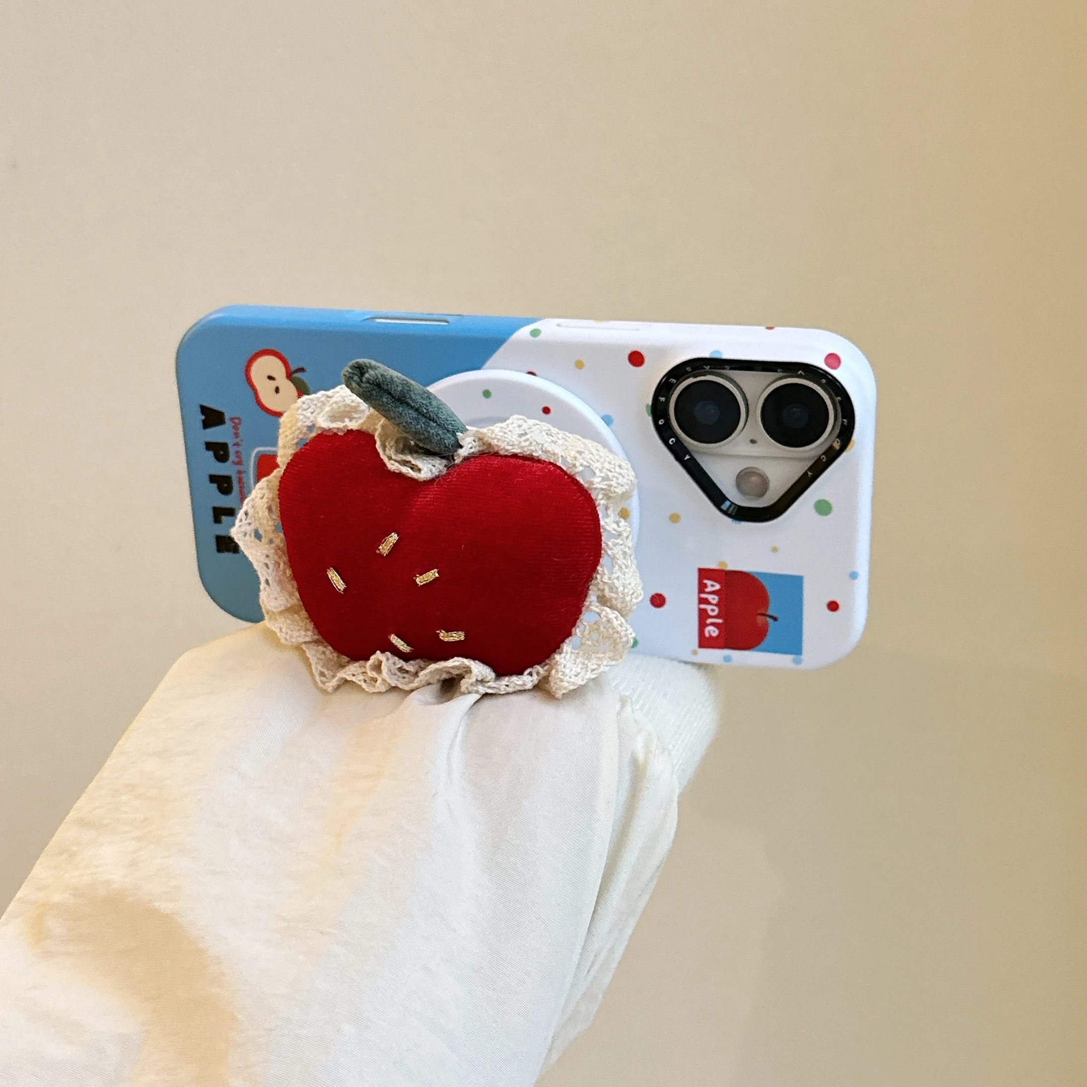 3D Cartoon Cute Apple Stand Phone Case - High-Quality Magnetic Shockproof Anti-Drop Soft Cover