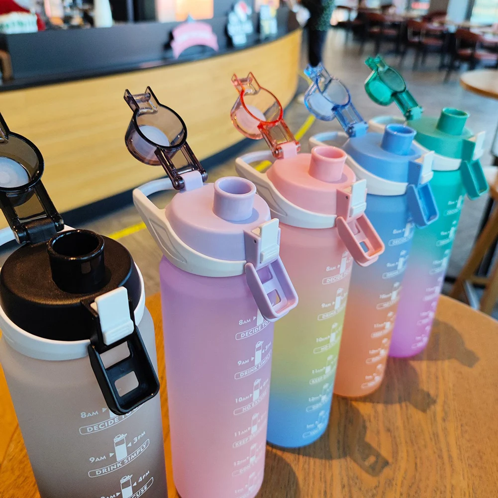 1L Portable Water Bottle Water Cups Motivational Sports bottle with Time Maker Leak-proof Cup for Outdoor Sport Fitness