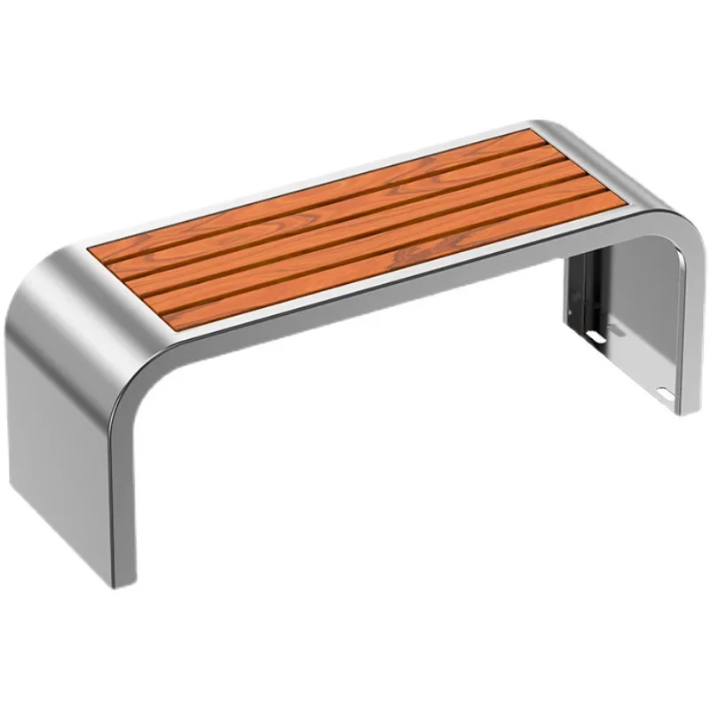 

Custom Stainless Steel Park Chair Outdoor Bench Courtyard Double Long Stool Outdoor Rest Area Plastic Wood Casual Iron Seat