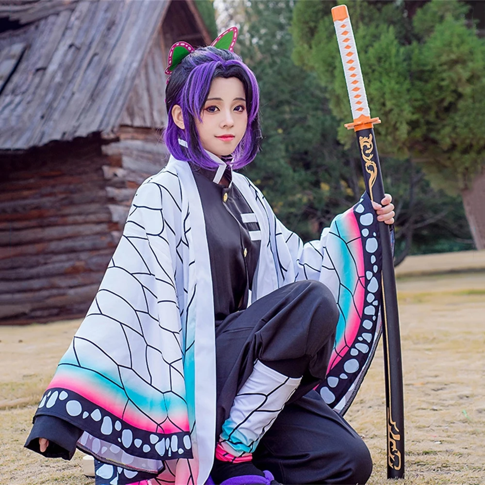 

Demon Slayer Kochou Shinobu Съемный деревянный солнцезащитный колесный нож Косплей вечерние оружие реквизит Детский подарок к празднику