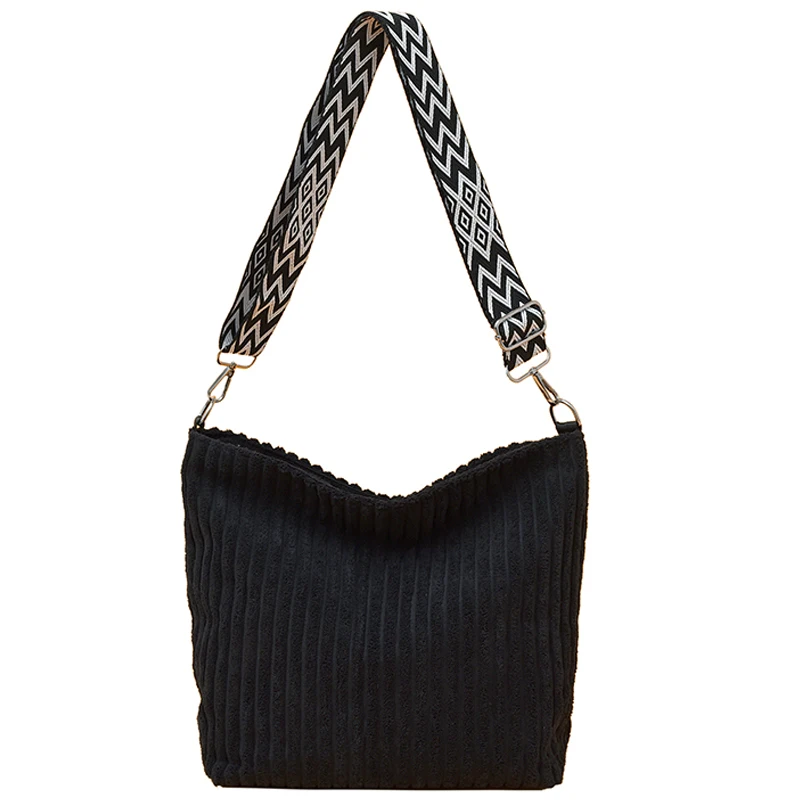 Corduroy Handbag Large Underarm Bag with Adjustable Strap Crossbody Bags for Women Commute Outings