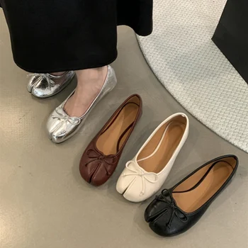 New Brand Women Flats Soft Ballet Shoes Slip On Loafers Soft Moccasins Tabi Ninja Casual Shoes Mujer Ladies Shoes Bow Knot Mujer 1