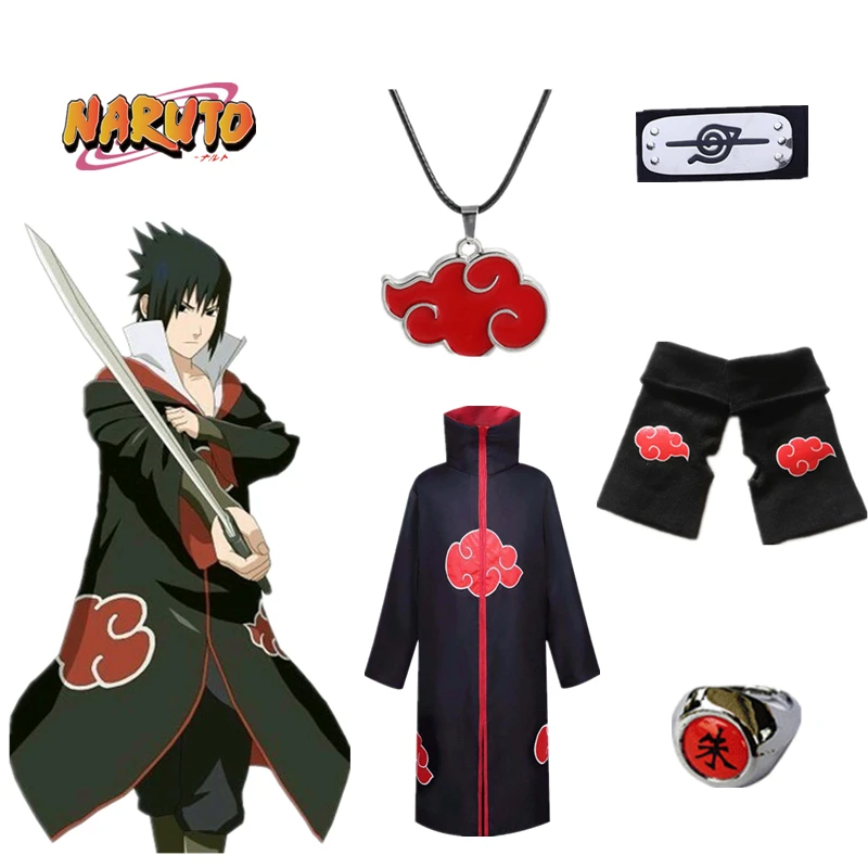 Kids Naruto Akatsuki Costume Cloak Robe Anime Boys Cosplay Uchiha Sasuke  Itachi