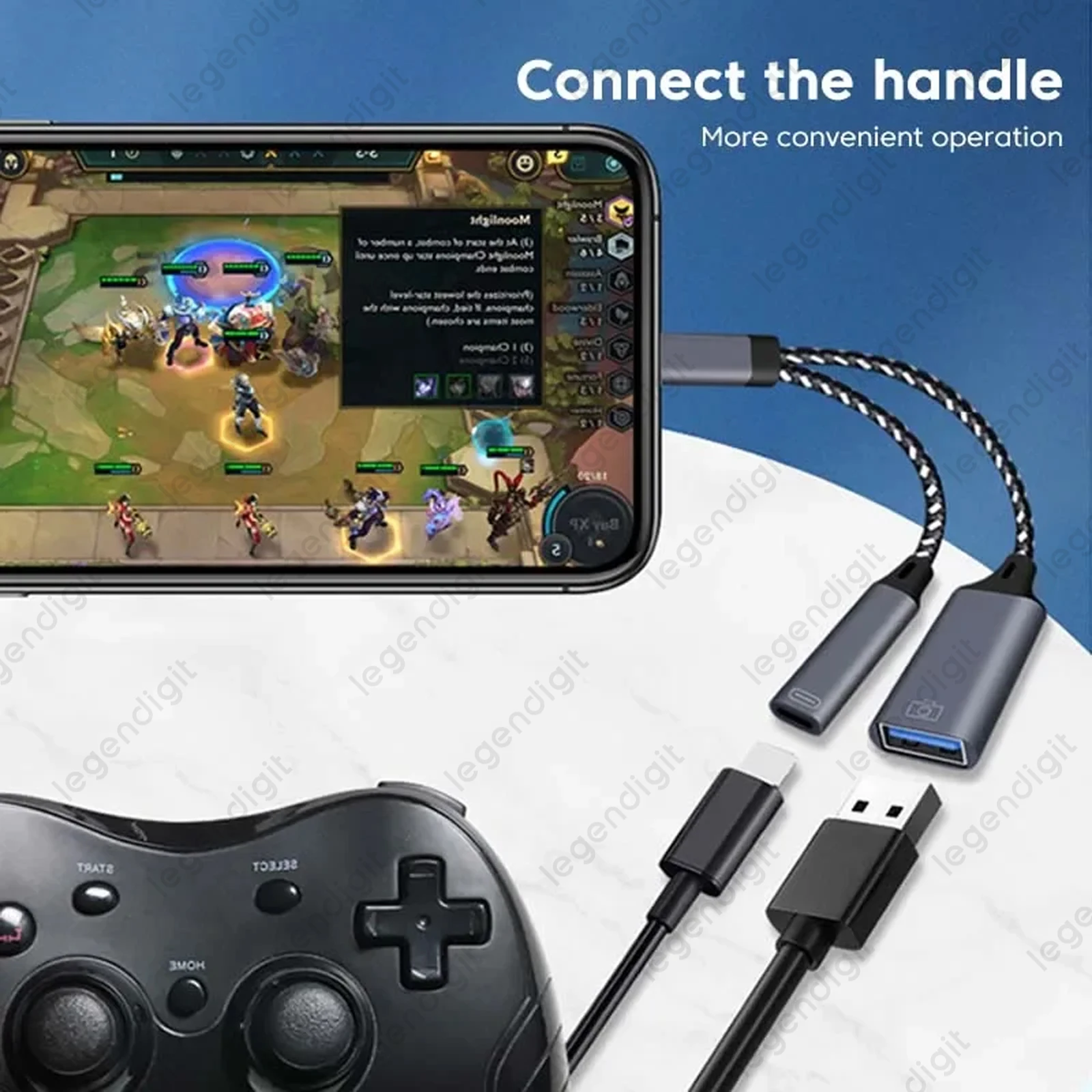 รูปสินค้า สายชาร์จ USB-C 2-in-1 สำหรับมือถือและแล็ปท็อป