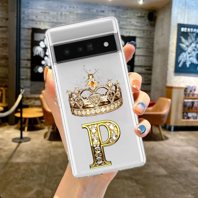 Elegant Diamond Crown Letter Soft TPU Phone Case Cover
