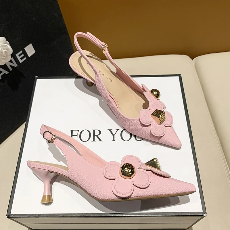 

Летние женские босоножки для вечеринки, новинка 2023, элегантные стильные дышащие туфли на высоком каблуке-шпильке с цветочным дизайном, женская обувь