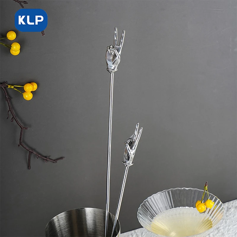 Cocktail Spoon 1pcs Creative Personalized Design Bar Spoon To Life Bier 304 Stainless Steel Cocktail Milk Tea Stirring Spoon-Silver