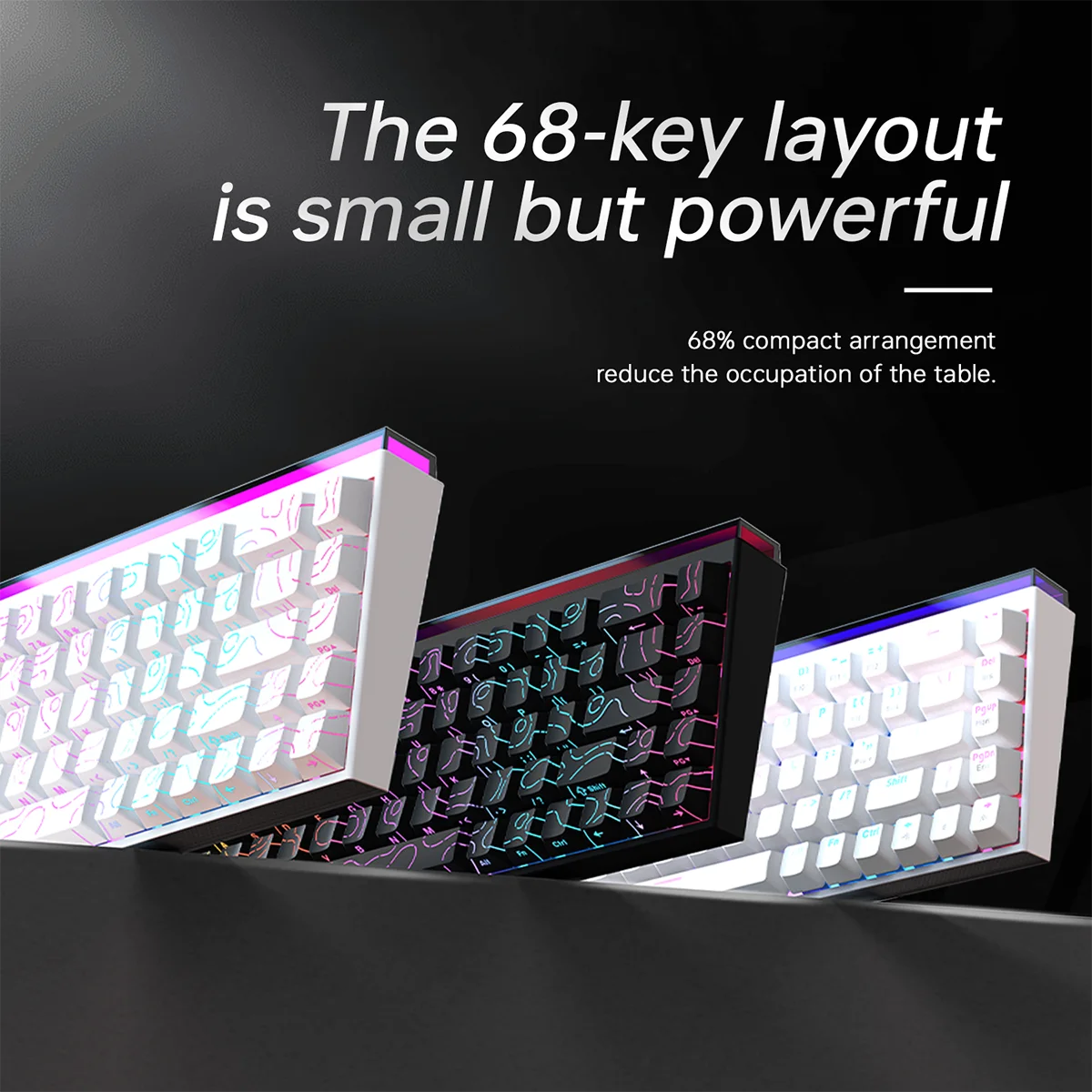 Ajazz nk68 teclado mecânico com interruptor magnético rgb luz com