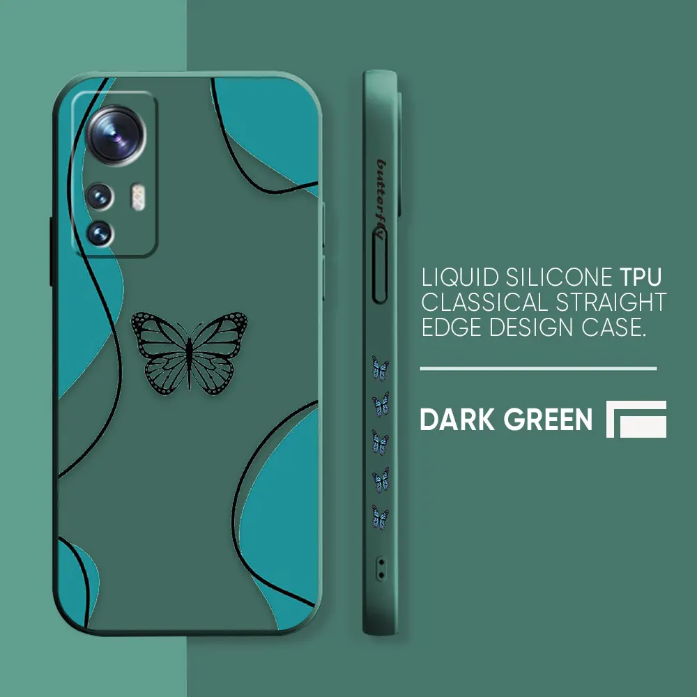 thumbnail image 1 of Case For Xiaomi 13 12 12S 11 11T 10 10S 9 9SE 8 8SE Pro Ultra Lite Colour Simple Liquid Silicone Case Beautiful Butterfly, 1 of 5
