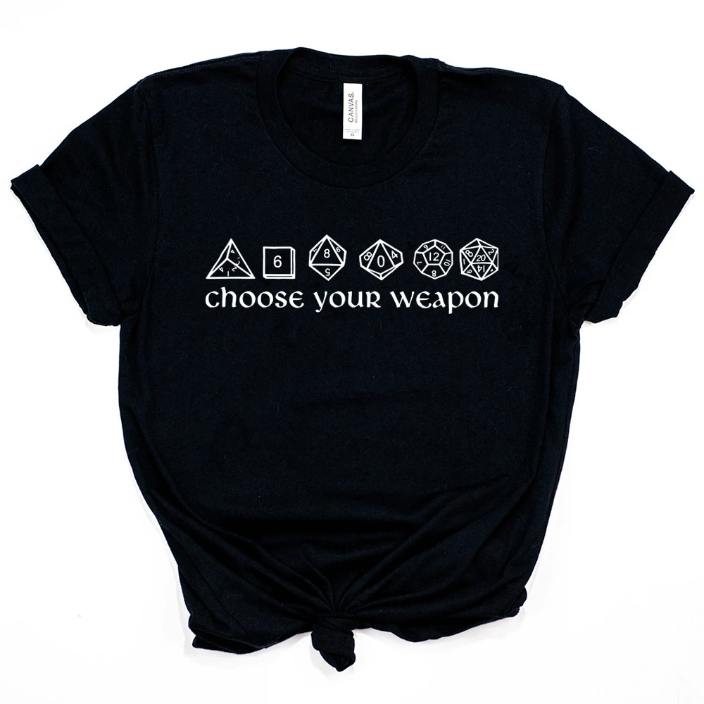 Wählen Sie Ihre Waffe T-Shirt Lustiges DnD-Würfel-Shirt Brettspiele RPG Gaming Tees Unisex Kurzarm-T-Shirt Vintage D&D DM Tops T-Shirt