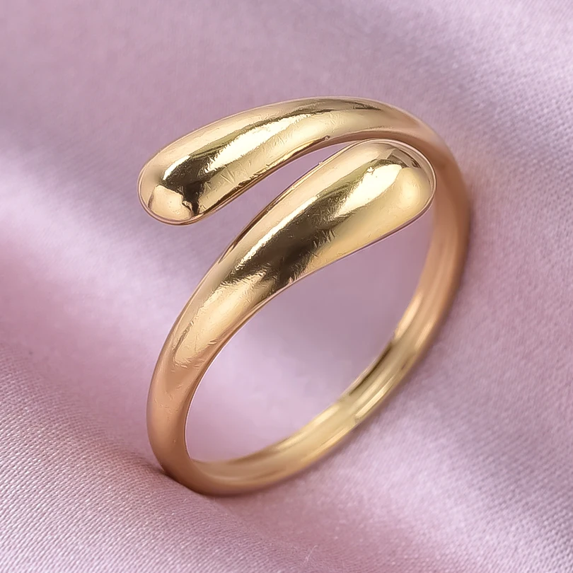 1pcs Classic Tiger Eye Real Stone Open Adjustable Stainless Steel Rings For Women Men Accessories Gold Color Finger Jewelry Ring 6