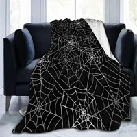 Spider Cobweb Spiderweb Halloween Goth Pattern Flannel Fleece Blanket Ultra-Soft Fluffy Warm Throw Blanket for Couch Bed Seasons 2