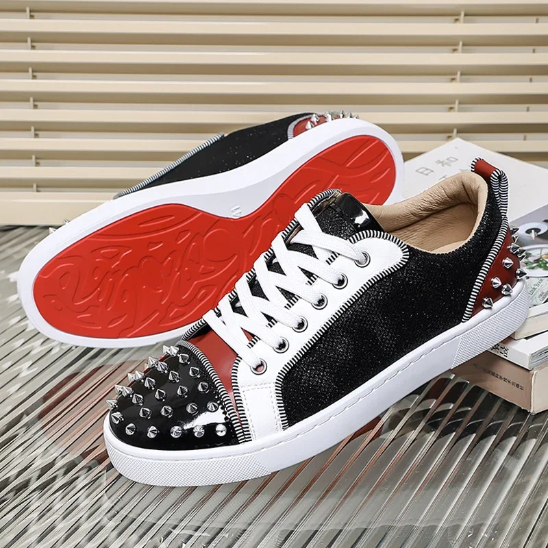 2025 New Men's Casual Shoes Comfortable Soft Punk Style Board Shoes Fashion Nail Anti Slip Wear Resistant Personalized Sneakers 1