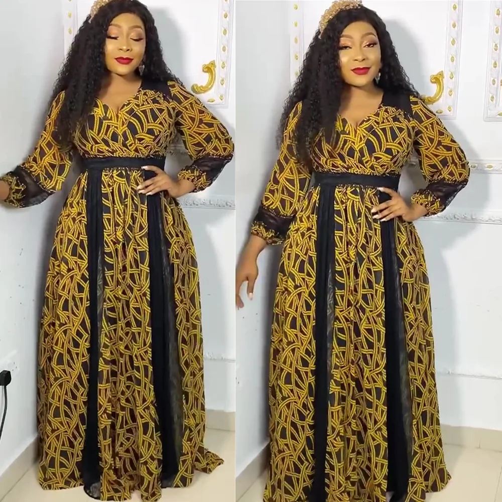 African Maxi Dresses For Women 2023 Plus Size Evening Party Long Dress  Africa Clothing Elegant Kaftan Muslim Print Dress - AliExpress