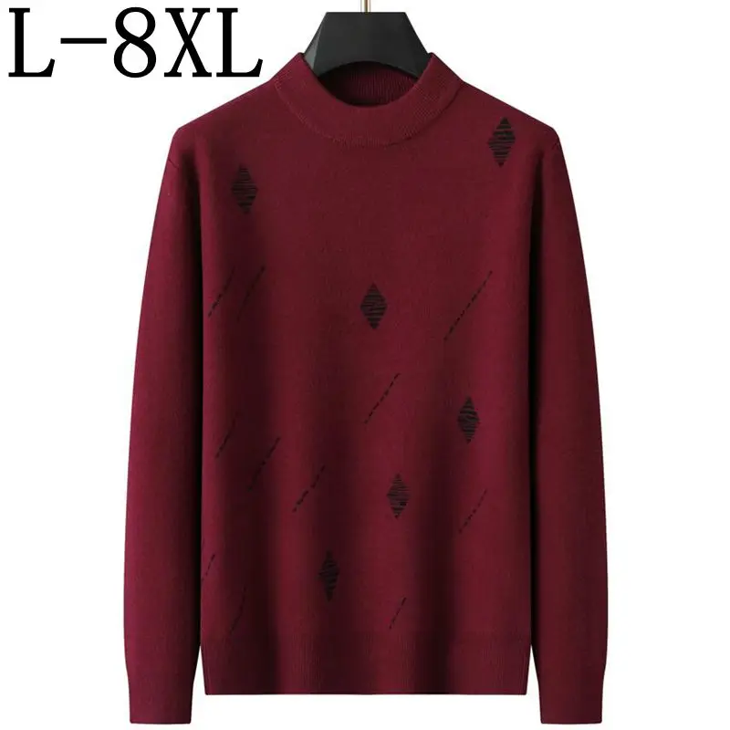 

8XL 7XL 6XL Soft Warm Pull Homme 2023 Fall Winter High End Luxury Argyle Turtleneck Sweater Men New Fashion Cashmere Pullovers