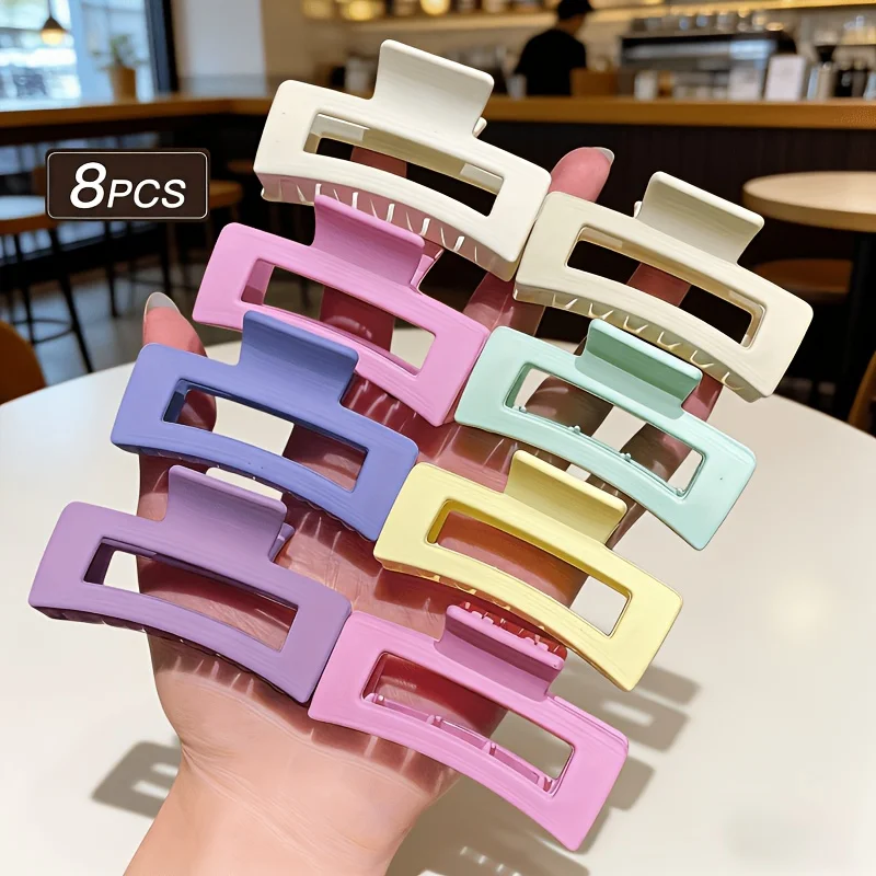 Rainbow Cube Hair Clips - Set of 8, Chic & Colorful 2.56 Square Barrettes