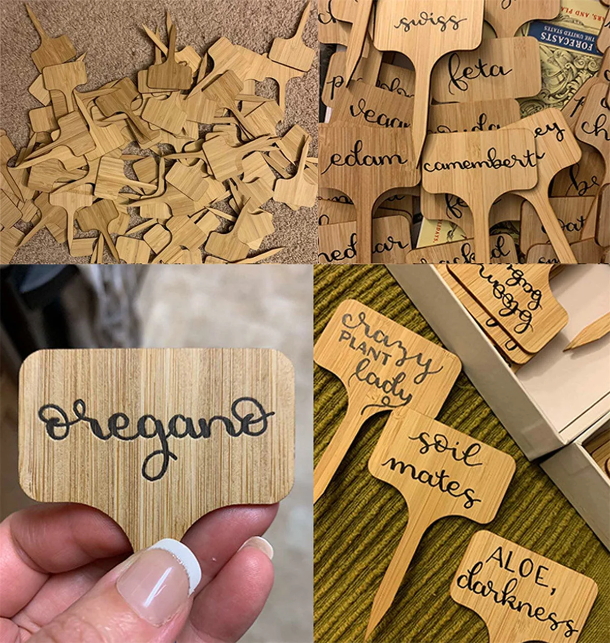 20 Etichette Legno Per Piante Con Pennarello - Marcatori Da Giardino A Forma Di T - Foto 10