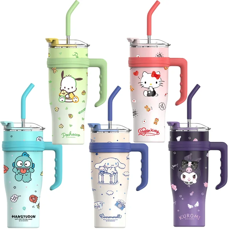 

Sanrios Kuromi My Melody Cinnamoroll Hangyodon Pochacco Anime Cartoon Insulated Cup Large Capacity Straw Water Cups 1200ML