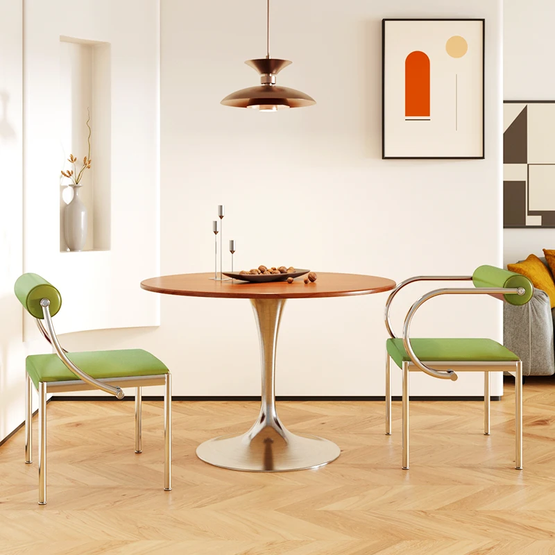 Solid Wood Dining Table and Chairs Nordic Design Modern Minimalist Home Kitchen Round Luxury Restaurant Table Set Dinner Table