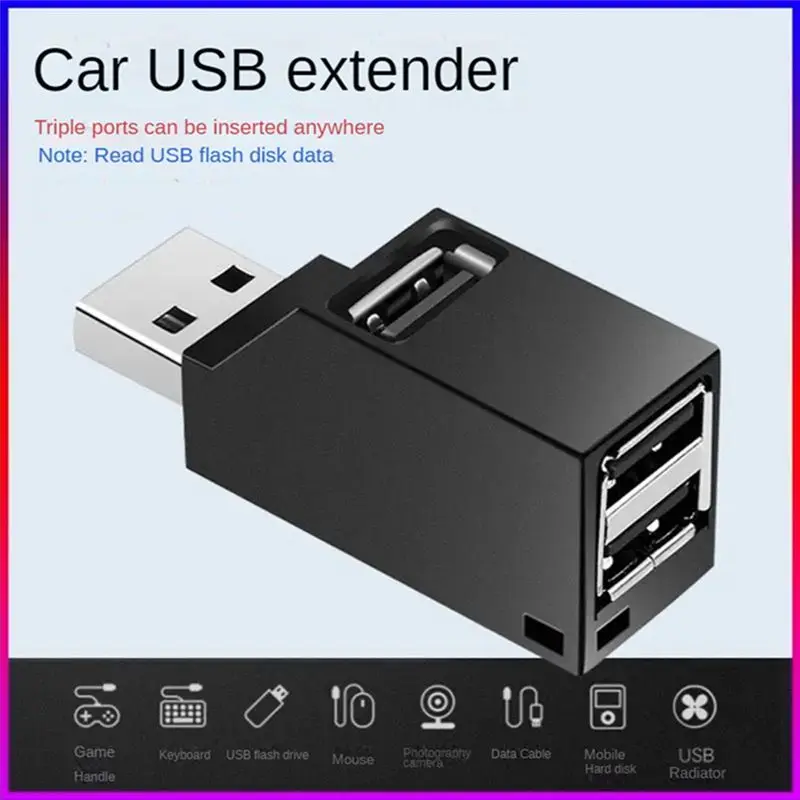 【ABDH】 USB 2.0 허브 어댑터 확장기 미니 스플리터 박스 PC 노트북 휴대폰용 3포트 고속 U 디스크 리더기, 화이트