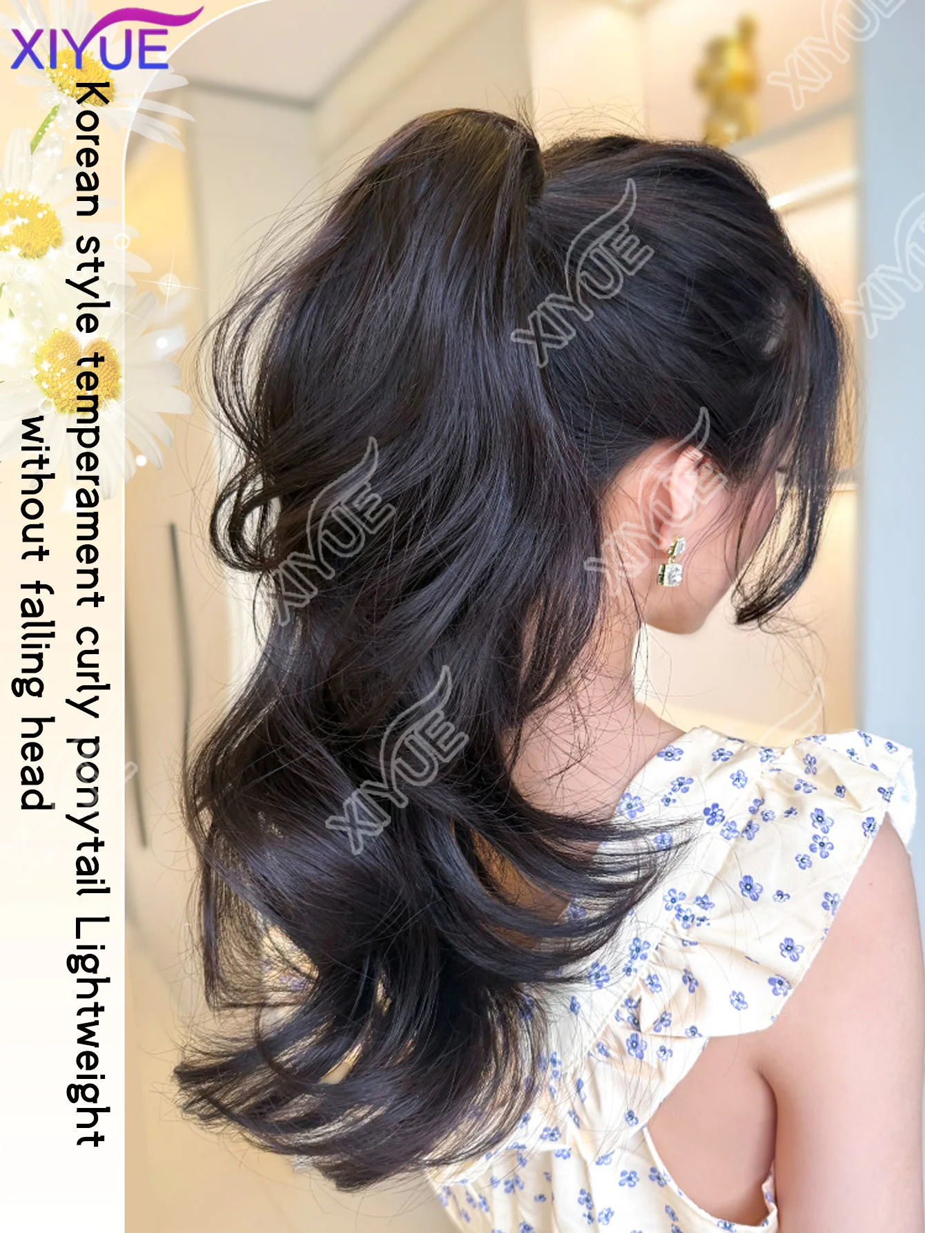 XIYUE Synthetic Wig Ponytail Long Wavy Ponytail Hair With High Elasticity Rubber Band Heat Resistant Hairpiece For Daily Use