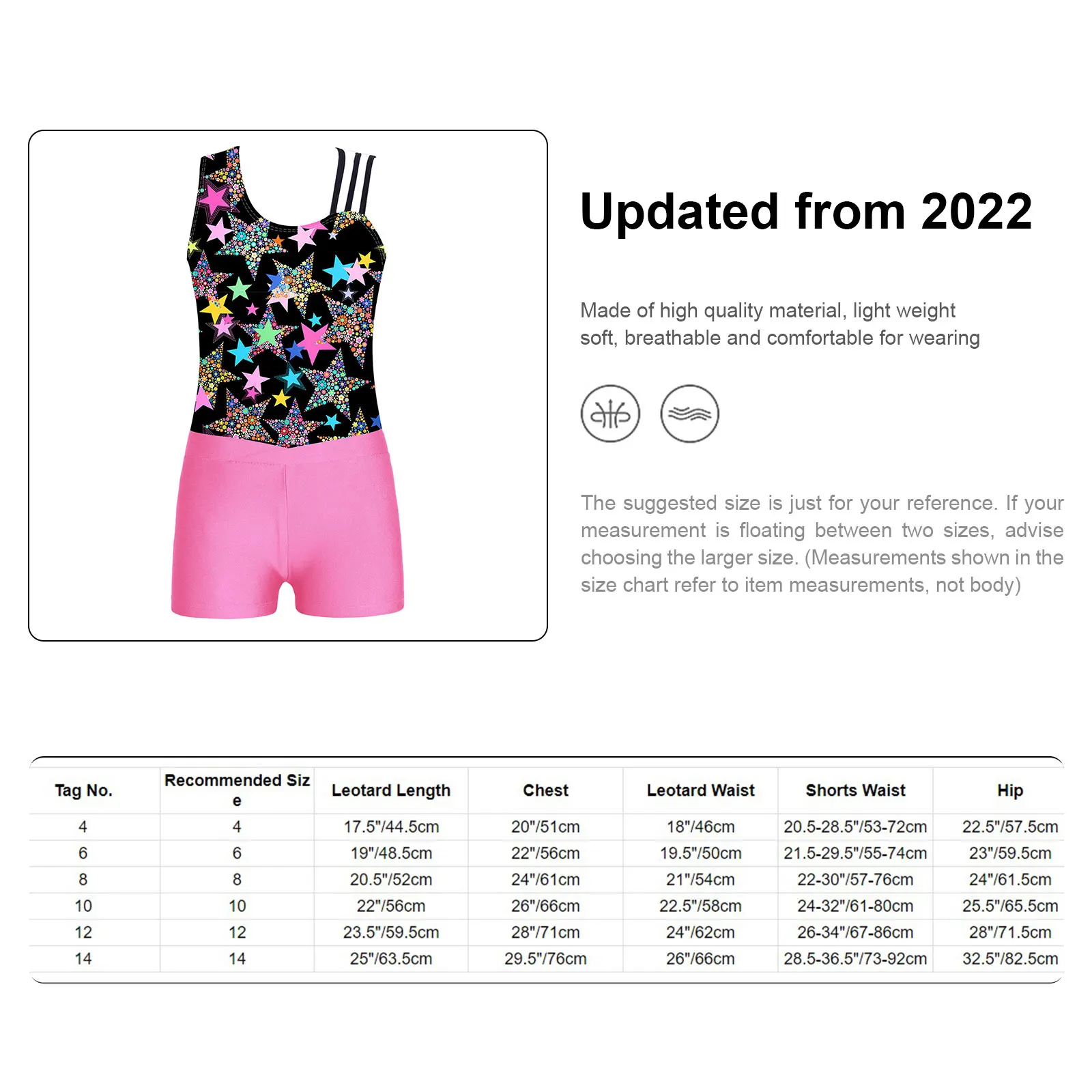 Gymnastic Leotard for Children Gilrs Yoga Dance Workout Skating Bodysuit with V-front Waistband Shorts New Sportswear