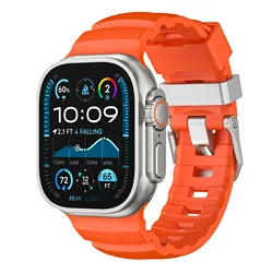 Silicone Sport Bracelet - Vibrant Rubber Strap - 46mm 49mm (S - Orange)