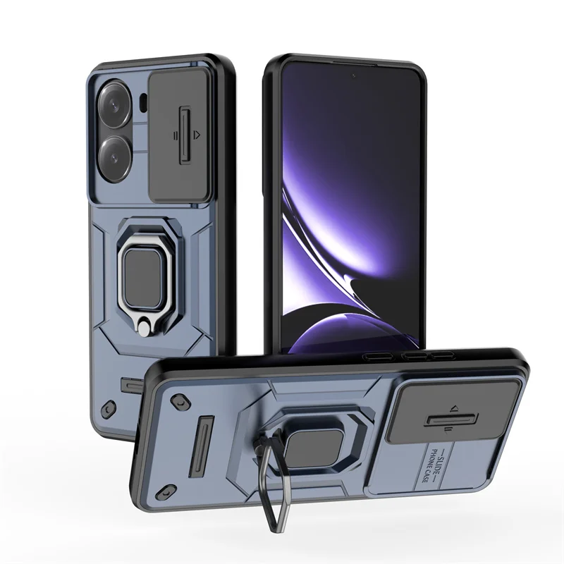 Slide Lens Armor Phone Case with Magnetic Ring Holder Cover - Enhanced Protection for Xiaomi Poco X7 Pro 5G