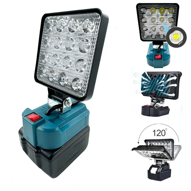 4 inch Led Work Light Cordless LED Work Light For Makita 14.4V-18V Li-ion Battery Lantern Outdoor Flashlight Camping Lamp Emergency Lighting