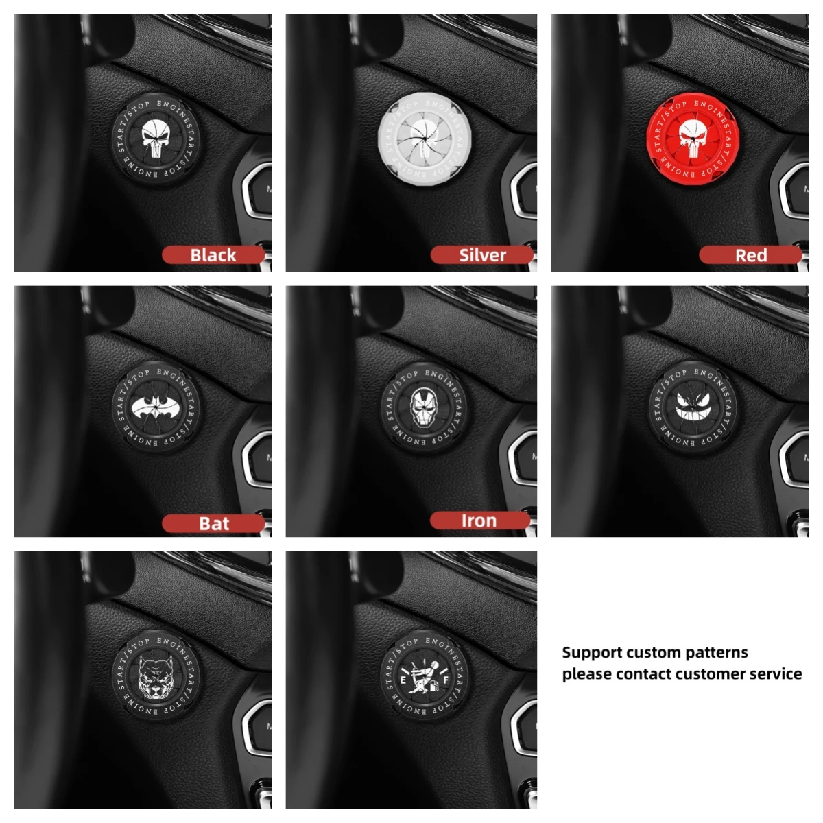 Car One-Touch Rotary Start Button Cover Durable Metal Car Ignition Switch Protection Cap Motorcycle Start Ring Cover CarInterior