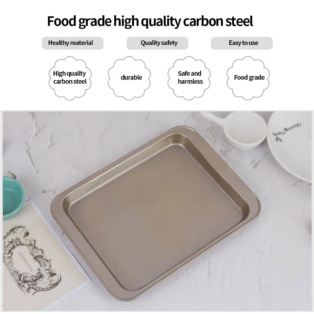 Non-Stick Rectangle Baking Pan Carbon Steel Baking Sheet Oven Tray for Biscuit Pie Pizza Roast Muffin Bread Bakeware Cake Plated