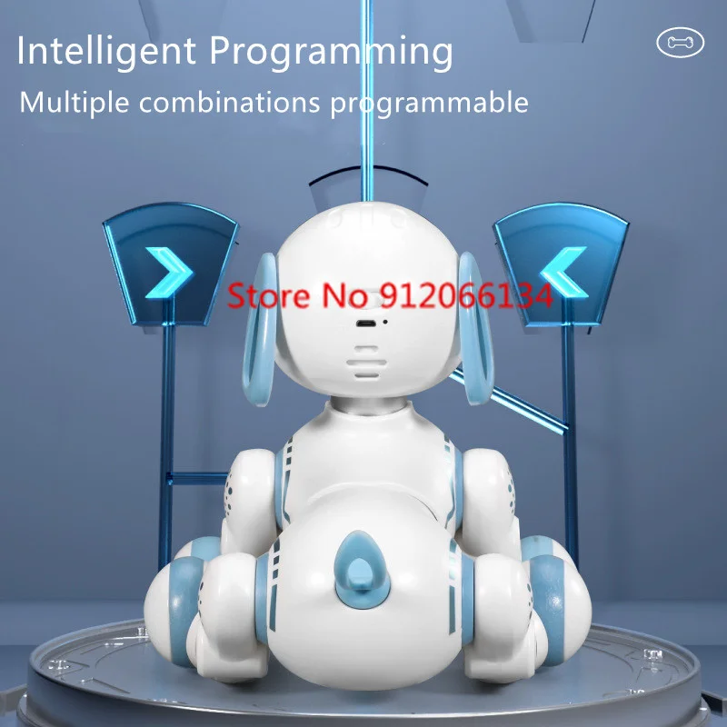 Early Education Touch Sense Electric Remote Control Dog Model Program Stunt Dance Story LED Expression Children RC Robot Dog Toy 3