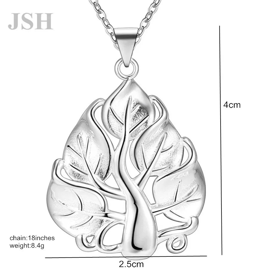 Silver pendant necklace 45cm 925 Sterling Silver tree Pendant Necklace For Women Charms Wedding Party Fashion Noble Jewelry Holiday gifts