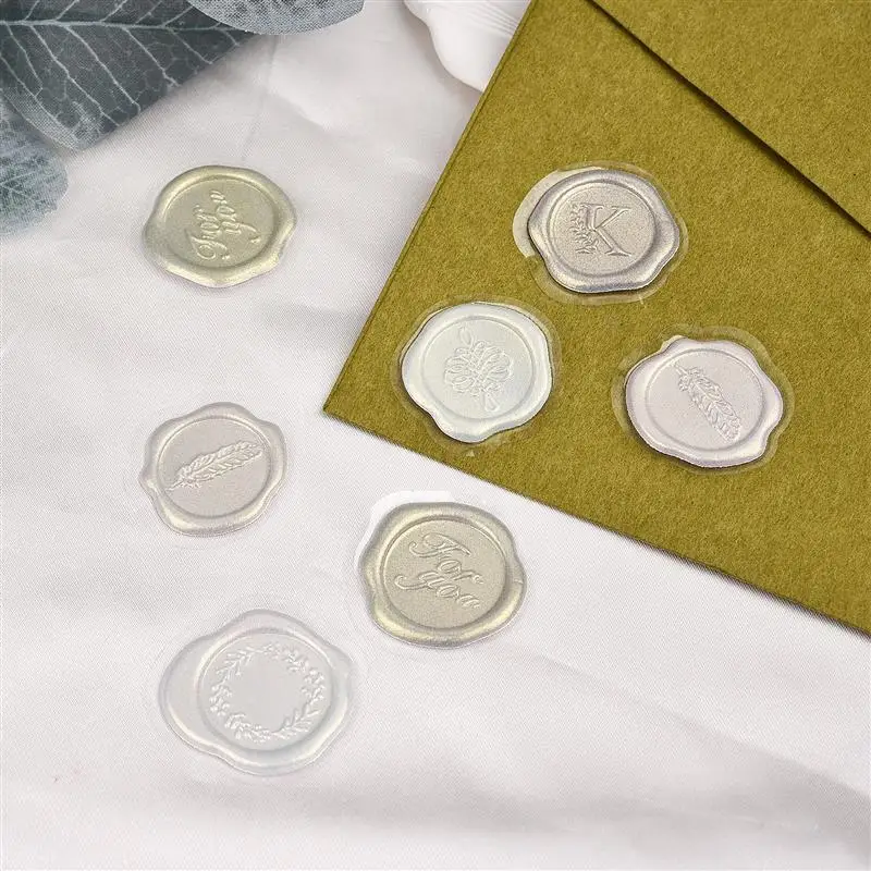 White Leaf design for Peel And Stick Self Adhesive WAX SEAL STICKER Gift Sealing  Wax stickers