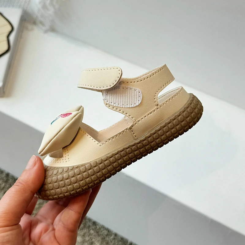 Unishuni Girls Summer Sandals Child Soft Sole Princess Fashion Bowknot Sport Beach Shoe Kid Toes Protection Outdoor Sandal 22-31 3