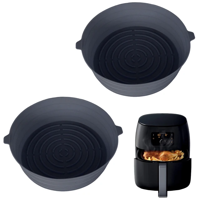 2/3Db Air Stryer Silicone Pock Fogantyúval Újrahasznosítható Levegő Sütő Bélés Hőálló Szilikon Kosár 7,5 Hüvelykes Kerek - Image 4