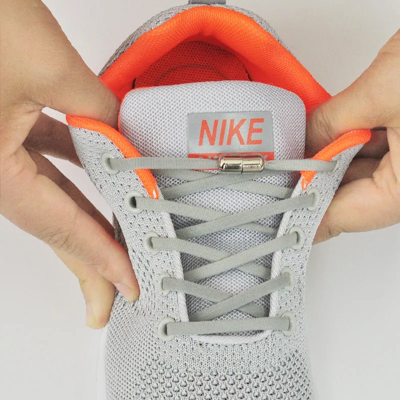 1 Pair Elastic Shoe Laces Semicircle No Tie Shoelaces for Kids and Adult Sneakers Shoelace Quick Lazy Metal Lock Laces Shoe Rope