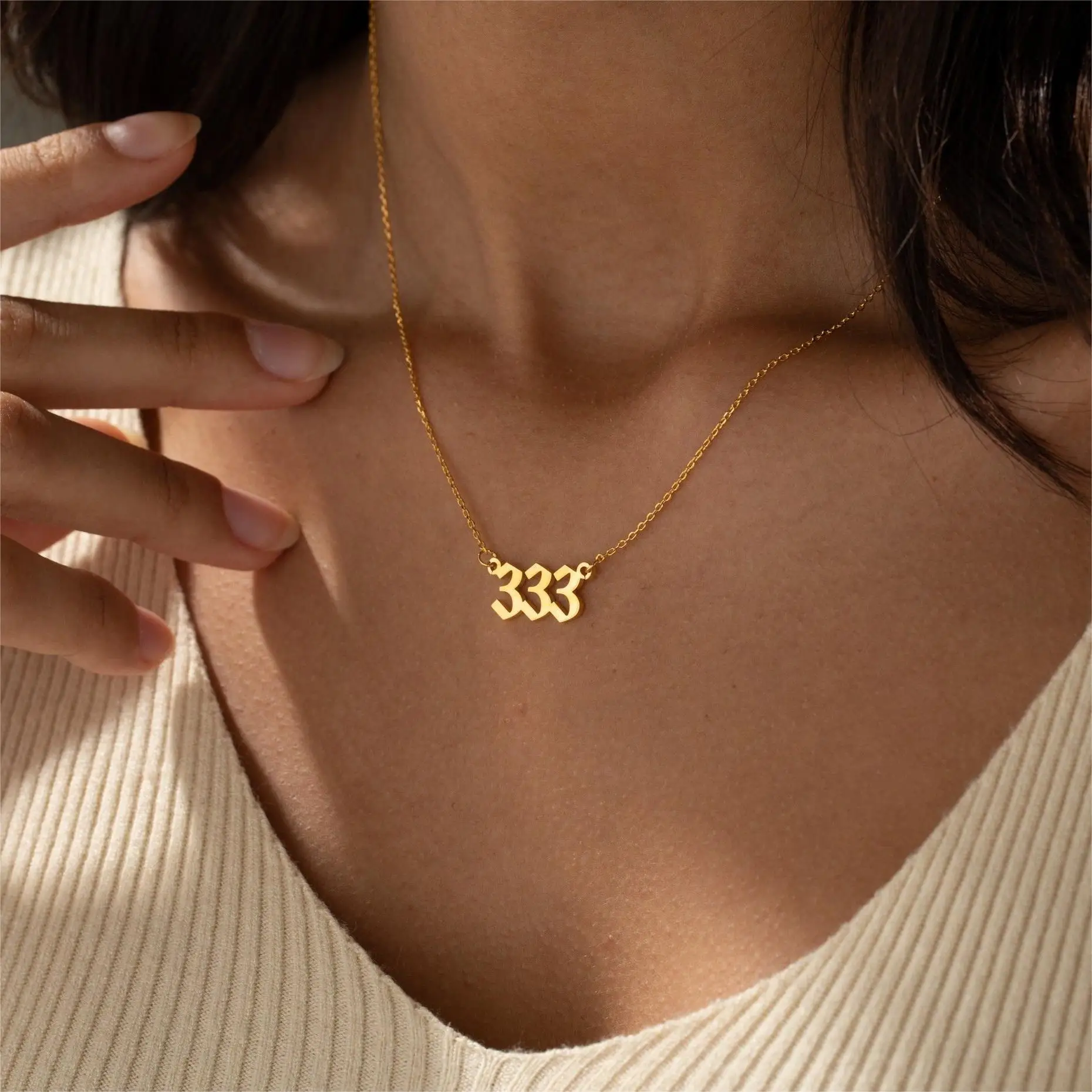 Lucky Angel Number Necklace Stainless Steel Lucy Number Necklace 111, 222, 333, 444, 555, 666, 777, 888, 999,Women Jewelry