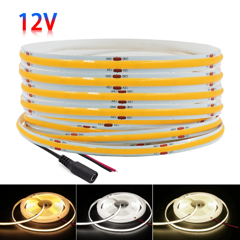 

New DC12V COB LED Strip Light 320 384 480 528 LEDs High Density Linear Lights Bright 8mm 3mm 5mm Flexible Tape Home Decoration