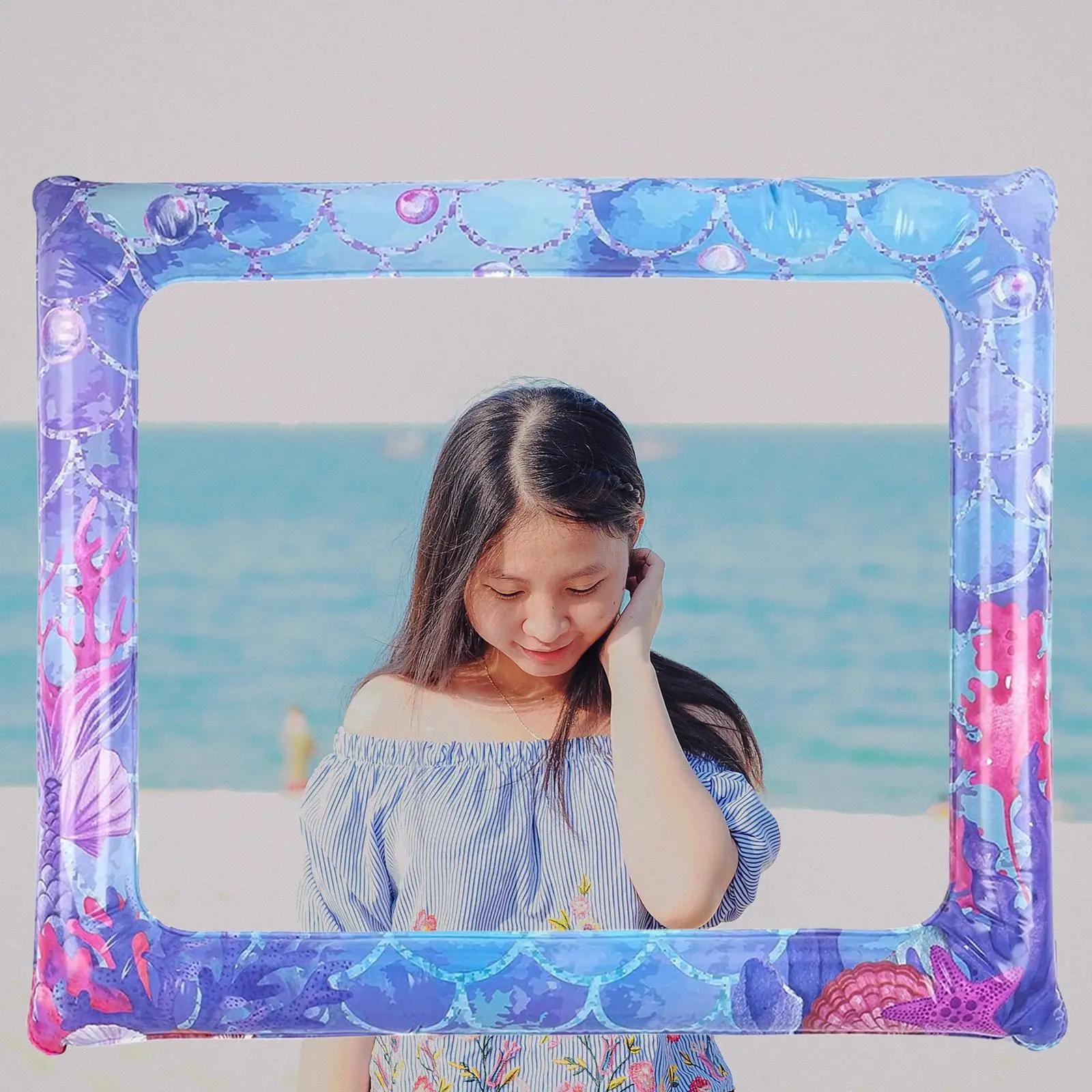 Inflatable Photo Frame Lightweight Hawaiian Party Decoration Beach Large Summer Mermaid Themed Selfie Photo Frame Prop