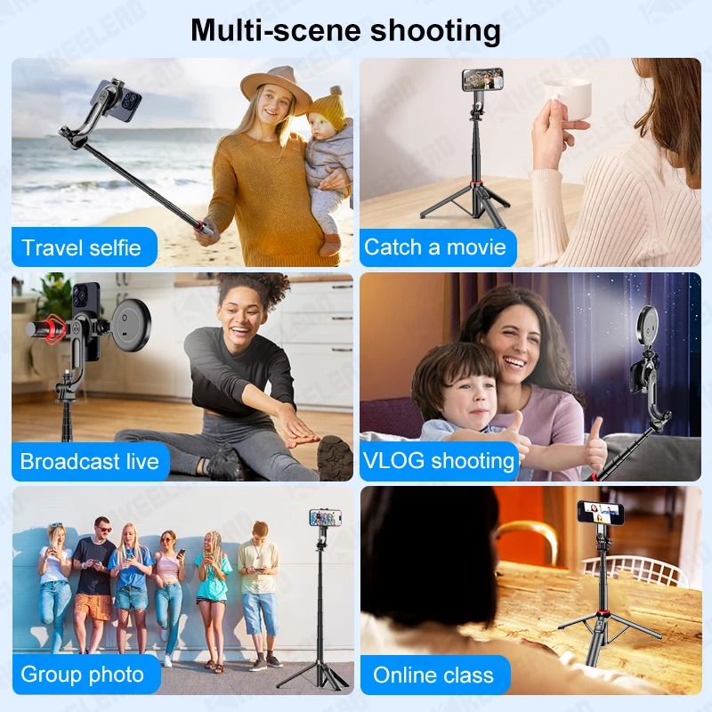C20 Selfie Stick Magnetic Stable Tripod Stand for Cell Phone with Wireless Bluetooth Remote for Iphone Android Phone Shoot Vlog