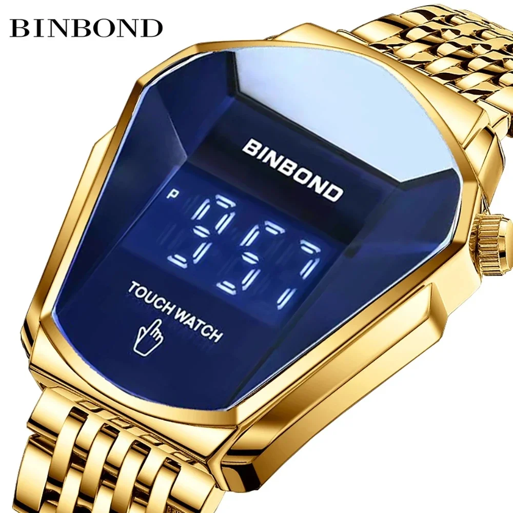 

BINBOND Fashion Men's Watch, Large watch style motorcycle concept, business Style, Waterproof watch,black technology touch watch